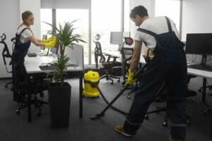 Janitorial Crew cleaning office