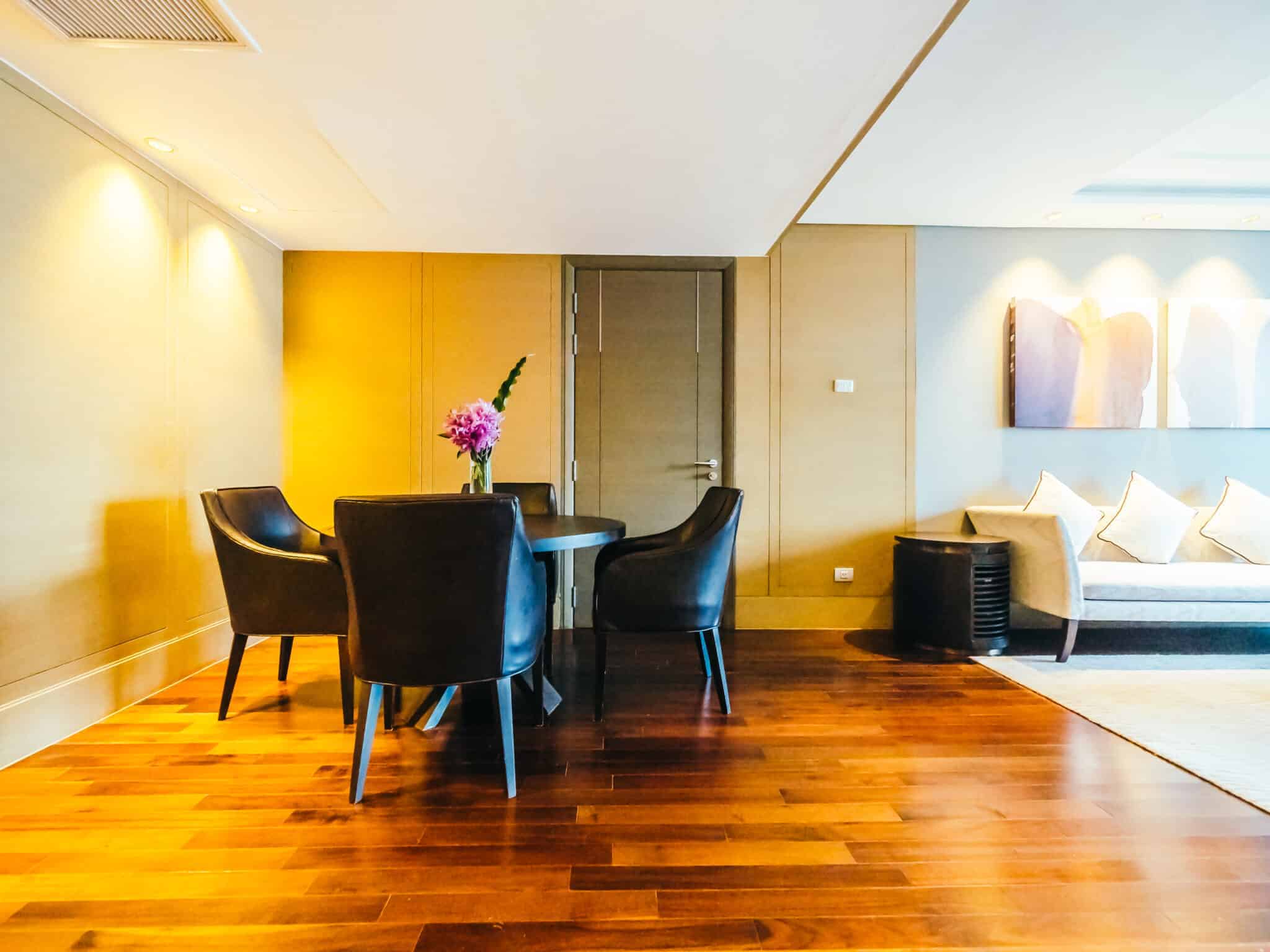 dining table on hardwood floor