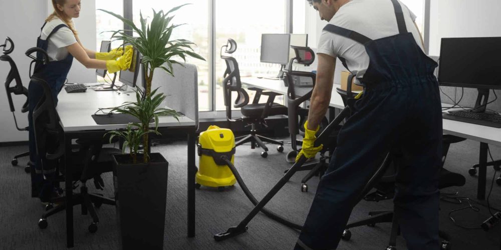 Janitorial Crew cleaning office
