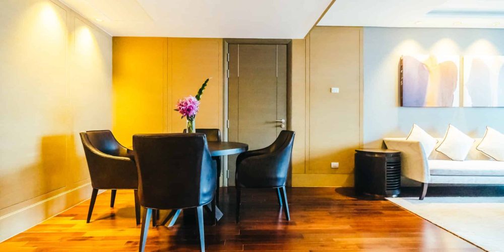 dining table on hardwood floor